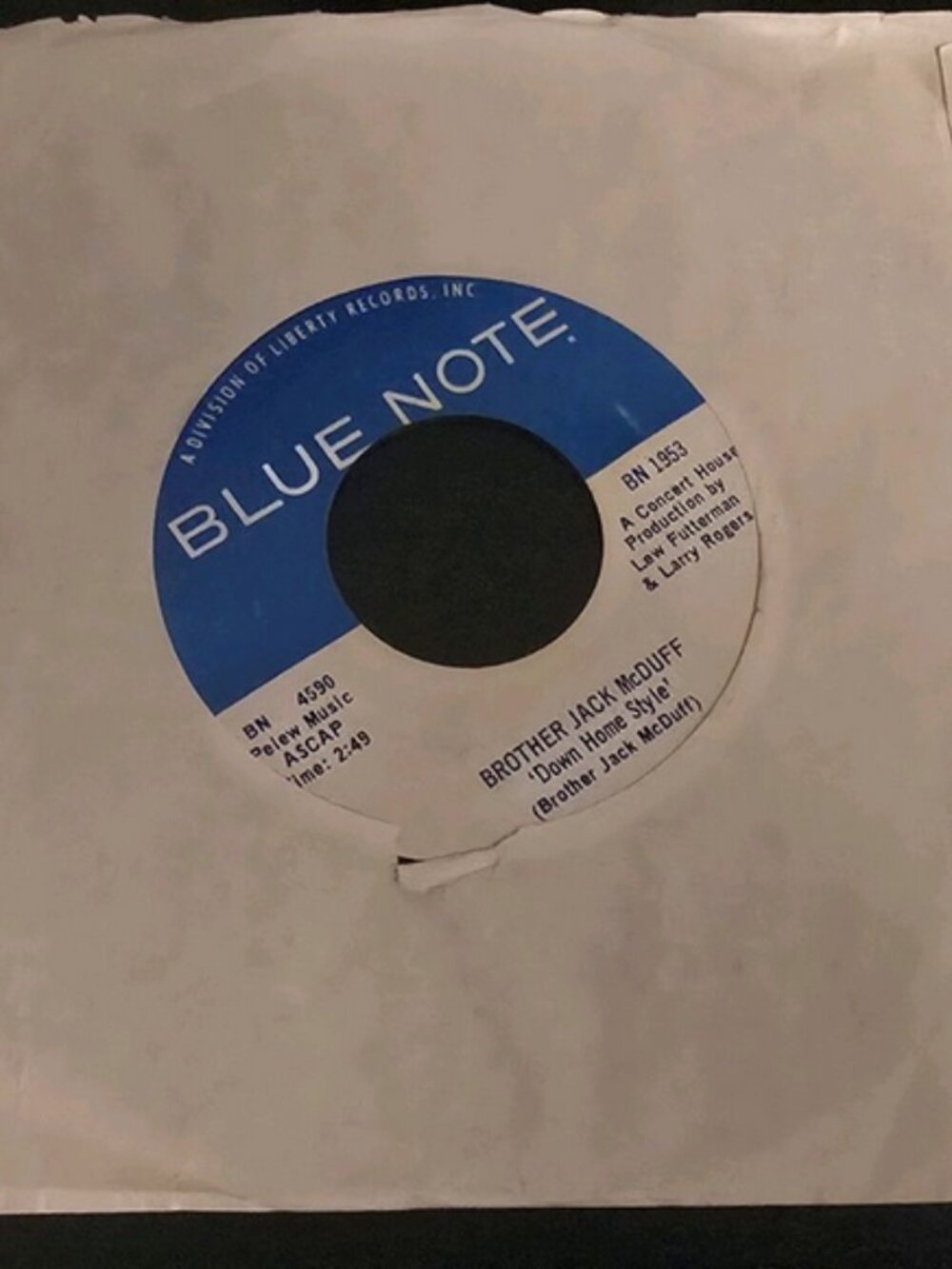 Brother Jack McDuff Down Home Style/Electric Surfboard Vinyl Record 45 Blue Note